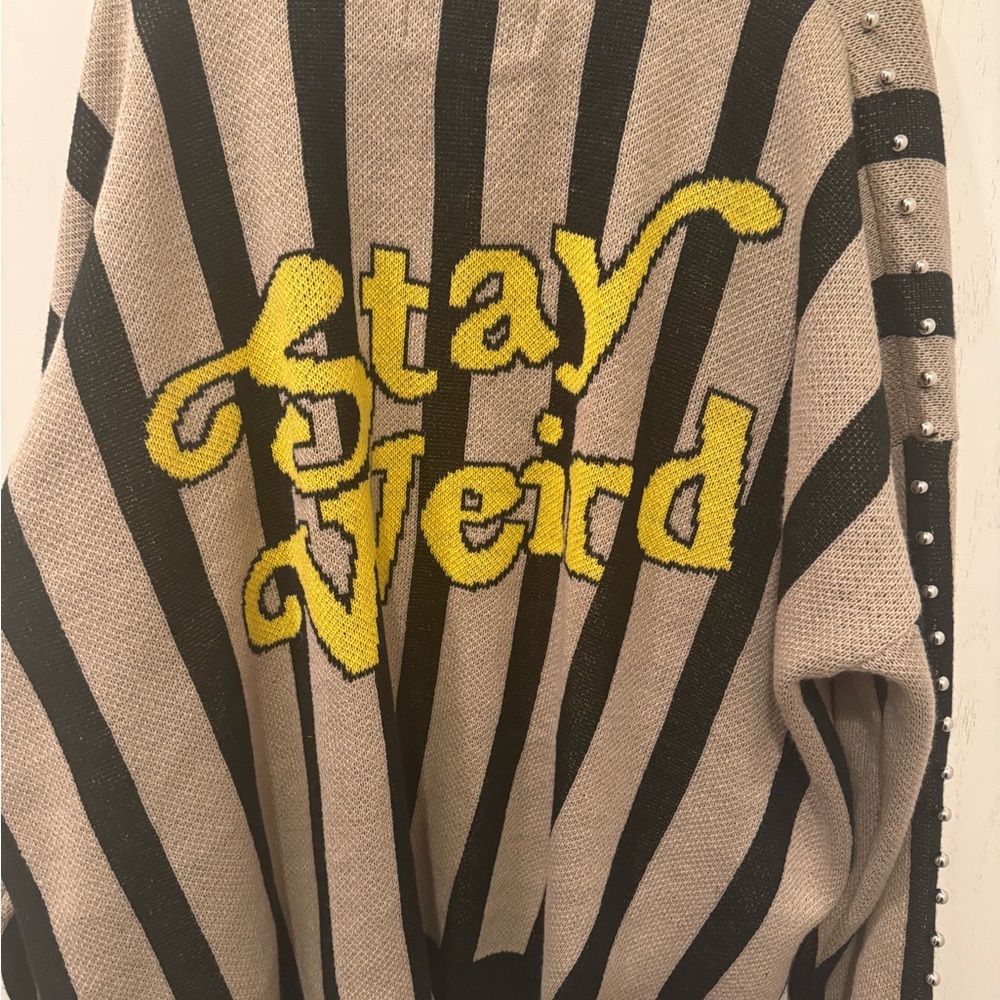 Striped Black and Cream Cardigan - Picture 8 of 10
